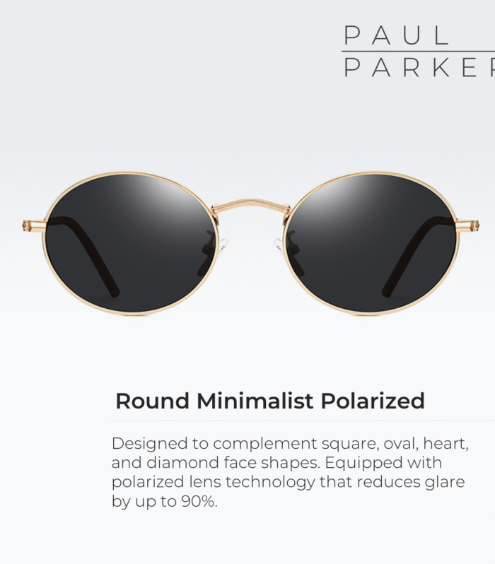 Gold Polarized Round –Anti-Glare 90%, UV400-Fit Round Oval Face Shapes
