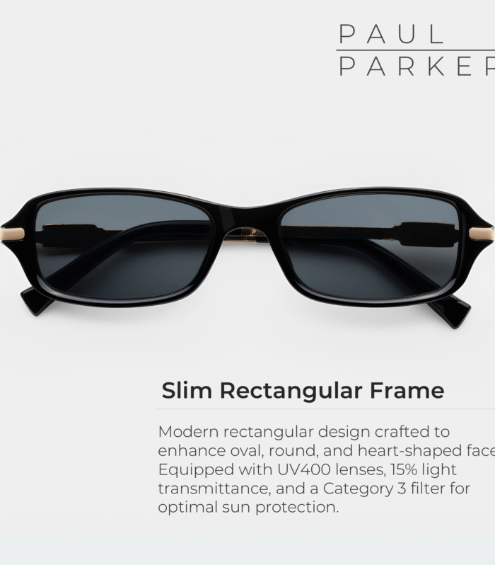 Paul Parker UV400 Slim Rectang Sunglasses – Modern Style for Round, Oval & Heart Faces